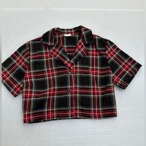 John Galt x Brandy Melville Cropped Top, Red Plaid